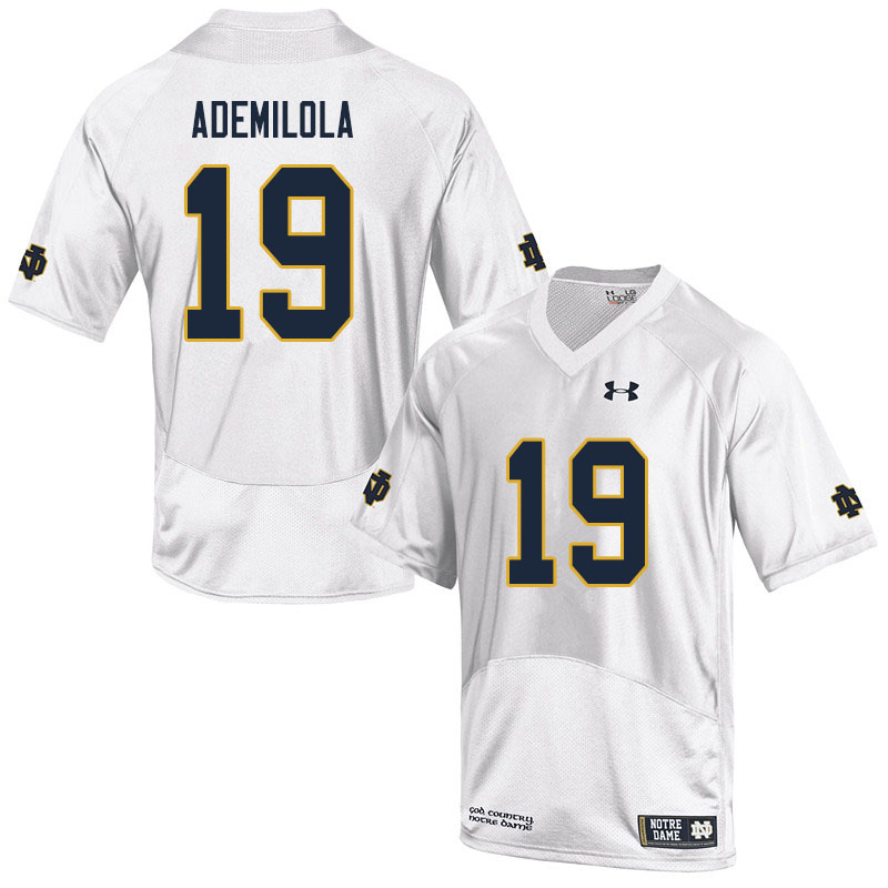 Men's NCAA Notre Dame Fighting Irish #19 Justin Ademilola Stitched College Under Armour Authentic White Football Jersey LQ10G35NF